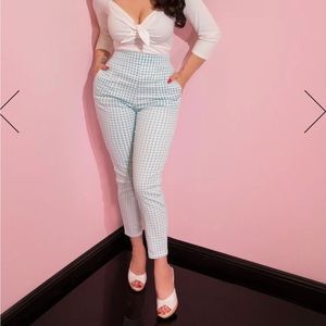 Blue Gingham Cigarette Pants Vixen By Micheline Pitt